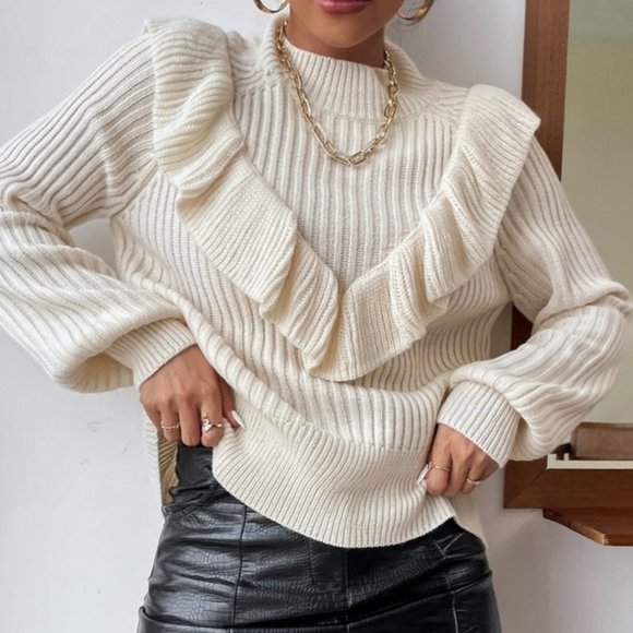 Contemporary Ruffle Trim Sweater Top - Picture 5 of 8